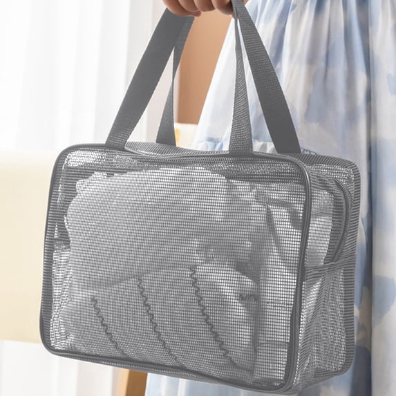 Mesh Laundry Bag, Storage Organizer, Gray Nylon Mesh Bag, Breathable Quick-Dry Durable, for Travel and Home, Space-Saving Solution for Organized Travelers