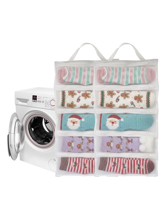 Mesh Laundry Bags for Washing Machine, Can Wash 10 Pairs of Socks, Maintain Shape, Keep One Pair,Laundry Room Organization Suitable for Socks and Small Items, 2pcs (Large)