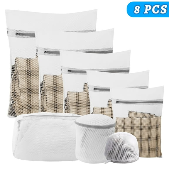 Aovky Mesh Laundry Bags for Delicates with Premium Zipper, 8 PCS Clothing Washing Bags for Washing Machine