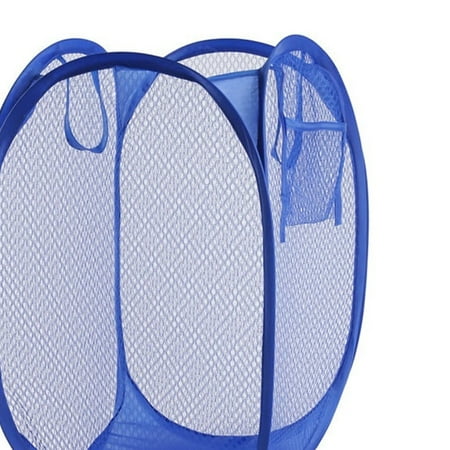 Mesh Laundry Hamper Collapsible Laundry Basket With Side Pocket Foldable Small Dirty Clothes Storage