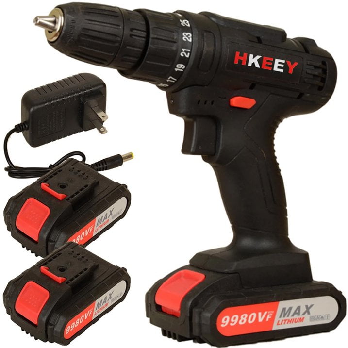 HKEEY Compact 21V Cordless Drill with 2 Rechargeable Lithium Ion Batteries Fast Charger for DIY Home Improvement Walmart