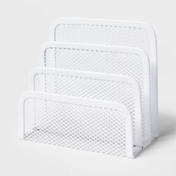 Mesh Letter Sorter White Steel File & Letter Organizer, Holder, Tray, No Assembly Required