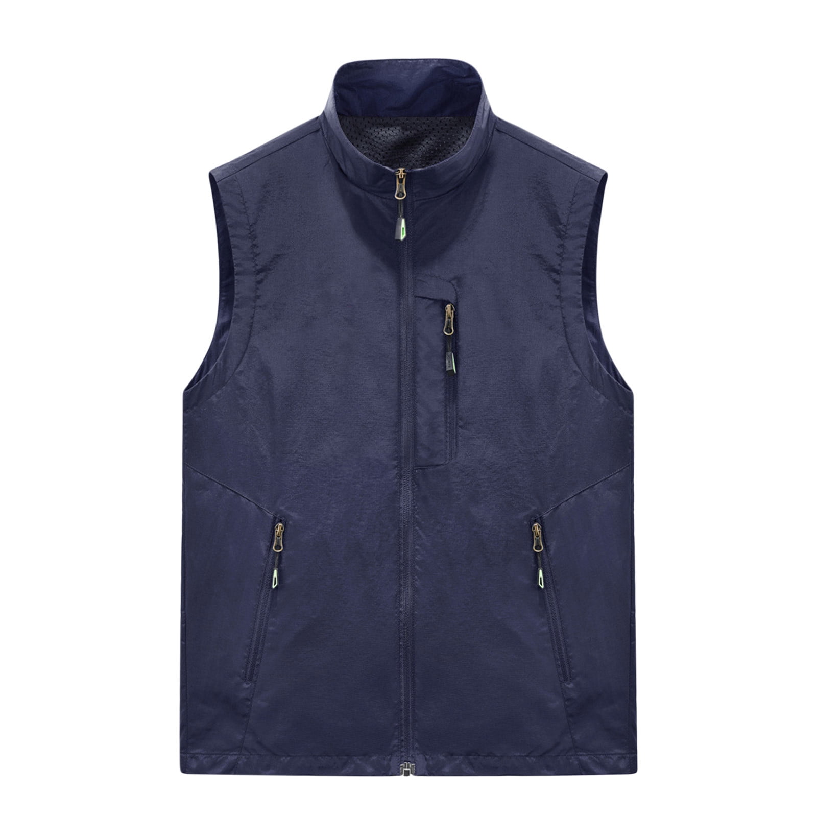 Mesh Lined Breathable Cargo Vest Jackets Full Zip Multi Pockets