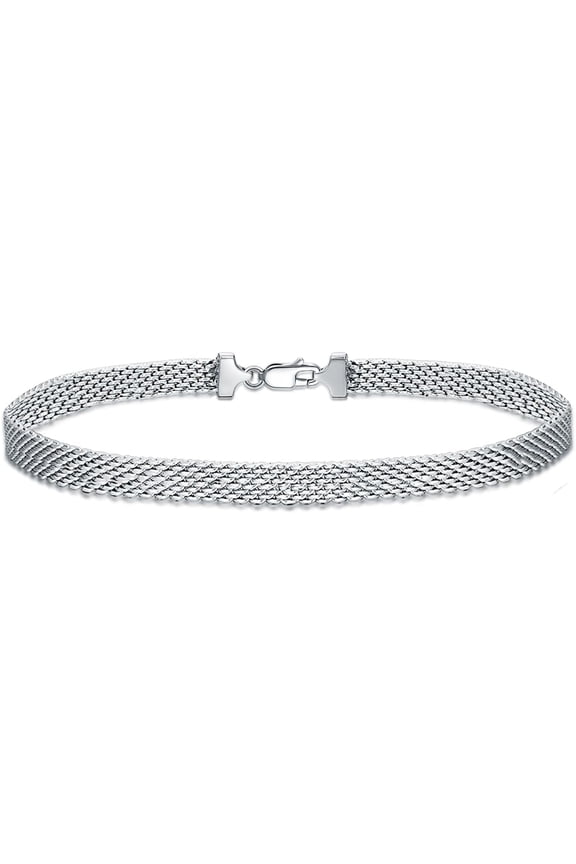 Mesh Link Bracelet 925 Sterling Silver Chain Bracelet for Men Women Jewelry Gift 3mm Width 7.5 inch Long