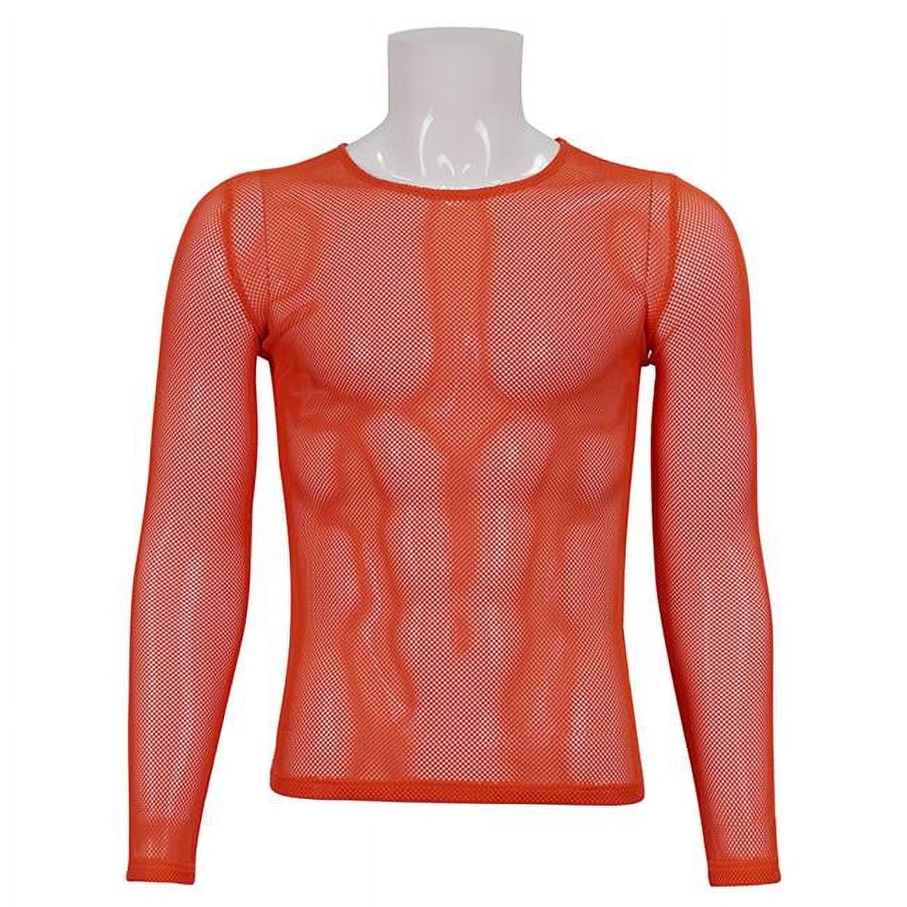 orange fishnet shirt