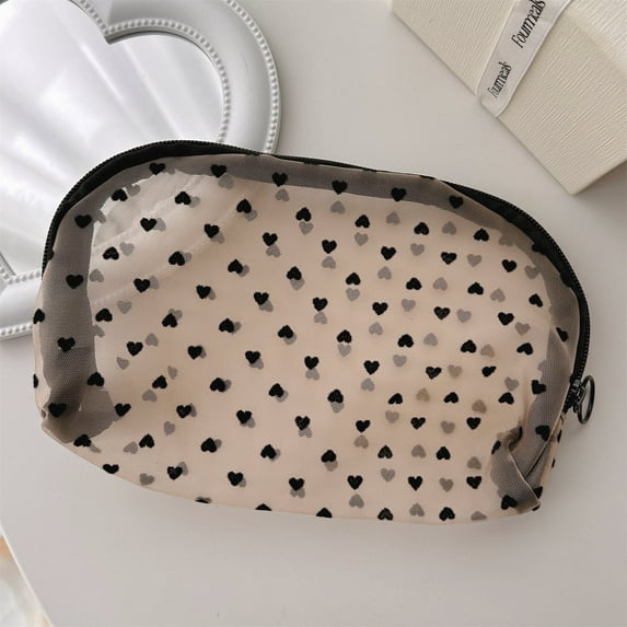 Mesh Makeup Bag Mesh Cosmetic Bag Purse Pouch Zipper Mesh Travel Bag Travel Purse Organizer Portable Pouch Bag Mesh Toiletry Bag for Home Office Travel Accessories