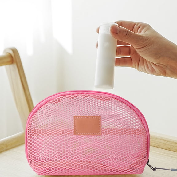 Mesh Makeup Bag, Travel Cosmetic Organizer with Clear Window & Multiple Compartments, Compact Wash Bag for Toiletries, Pool Bag Organizer for On-the-Go Storage