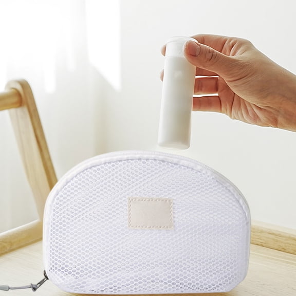 Mesh Makeup Bag, Travel Cosmetic Organizer with Clear Window & Multiple Compartments, Compact Wash Bag for Toiletries, Pool Bag Organizer for On-the-Go Storage