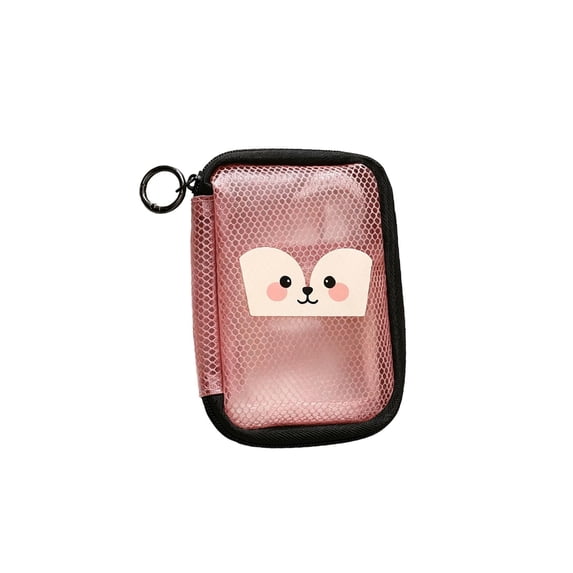 Mesh Makeup Pouch, Transparent Cosmetic Organizer With Separate Compartments, Waterproof Material, Built In Key Ring And Compact Design, Portable Bag For Lipsticks And Small Accessories