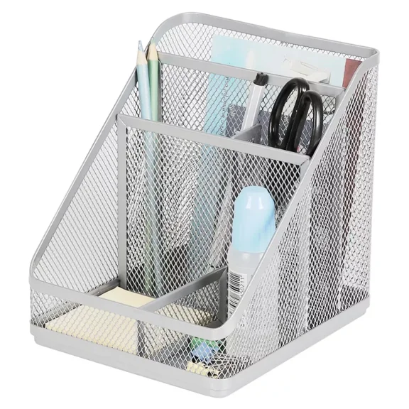 Mesh Medium Desktop Organizer Silver