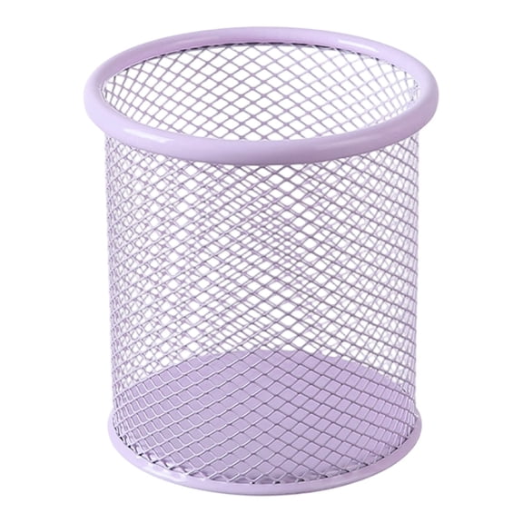 Mesh Metal Pen Cup – Single Pack, 9.5cm Tall, Cylindrical Design in Purple for Desk Organization