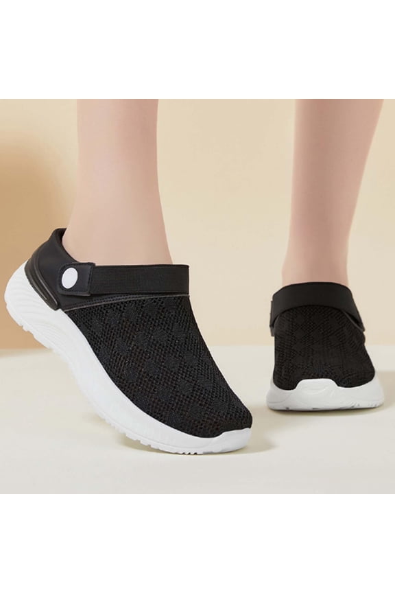 Mesh Mule Sneakers, Orthopedic Slip On Sandals Hollow Out Slides Arch Support Plantar Fasciitis Recovery Slippers Casual Shoes Breathable Walking Loafers Open Back Closed Toe Mules Clogs, Black 5.5