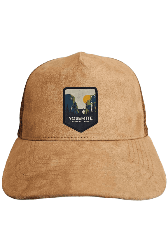 Mesh National Park Cap - Men and Women Baseball Hat 5-Panel Trucker Hat Suede with Snapback - Yosemite National Park