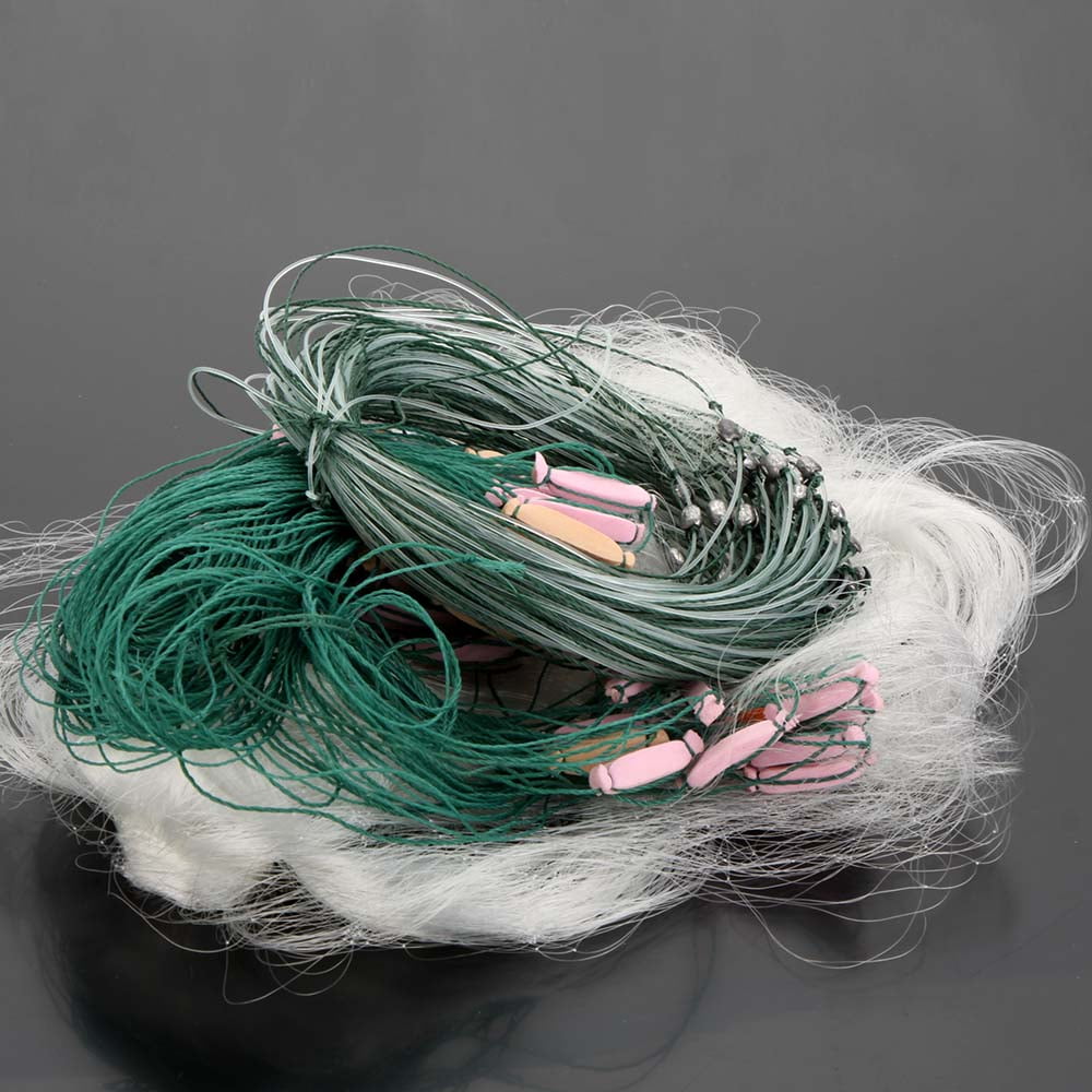 25 Meter Green and White Microfiber Fishing Gill Net with Float