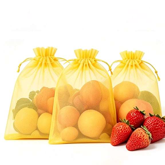 Mesh Net Bags with Drawstring - 4x6 Inch Gold Organza Mesh Pouches, Breathable Bird-Proof Netting for Fruit, Eggs & Festival Candy Packaging
