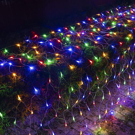 Mesh Net Lights Indoor Outdoor 5 FT x 5 FT Connectable Waterproof Christmas String Lights with 8 Modes Decorations for Christmas Xmas Tree Party Yard Bushes Garden Decor(Multicolor)