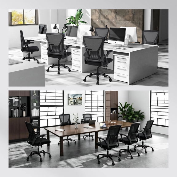 Mesh Office Chair, Ergonomic Computer Desk Chair with Adjustable Height, 360 Swivel Rolling Task Chair with Armrests, Breathable Mesh Back, Padded Seat for Home Office, Study & Bedroom