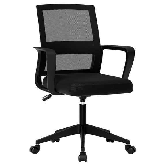 Mesh Office Chair, Ergonomic Desk Chair with Upholstery, Executive Chair with Armrests, Task Chair Height-Adjustable Computer Chair, Black