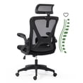 thumbnail image 1 of Mesh Office Chair, Ergonomic Rolling Swivel Desk Chairs with Lumbar Support, High Back Desk Chair with Headrest, Comfy Computer Chair for Home, Office, Bedroom, Study, Student (Black), 1 of 11