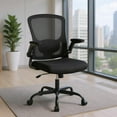 thumbnail image 1 of Mesh Office Chair with Flip-Up Armrests, Ergonomic Swivel Computer Desk Chair, for Home & Office, Black, 1 of 8