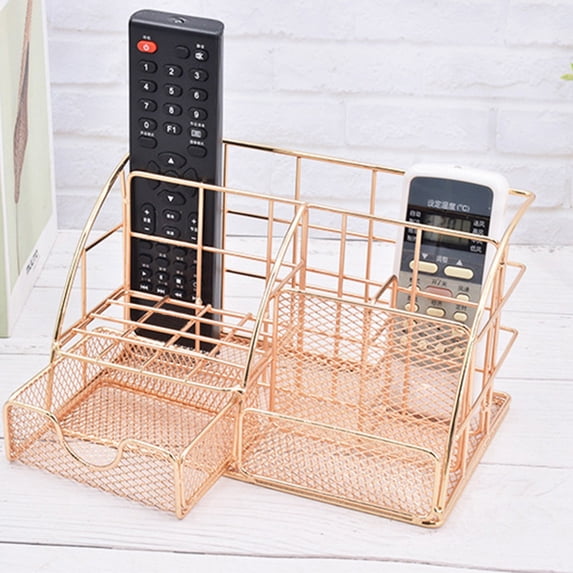 Mesh Office Desktop Organizer with Drawer for Home & Office, Rose Gold
