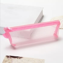 ​Mesh Organizer Pencil Pouch - 8.3x3.5in Transparent Learn & Travel Case for Pens, Makeup, Small Supplies (Portable Zippered)​​ Pink