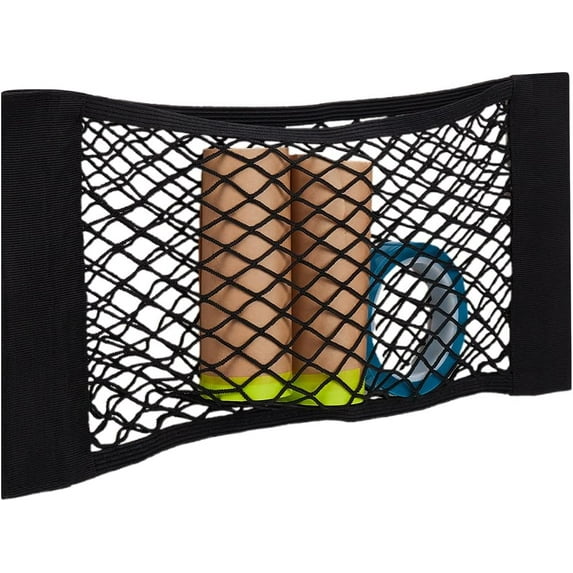 Mesh Organizer Storage Net Black Trash Bag Holder Polyester Universal Magic Self Adhesive Elastic Cargo Car Net Pocket Wall Sticker Grocery Bags Dispenser Nets Pouch Bag DIY for Kitchen Garbage
