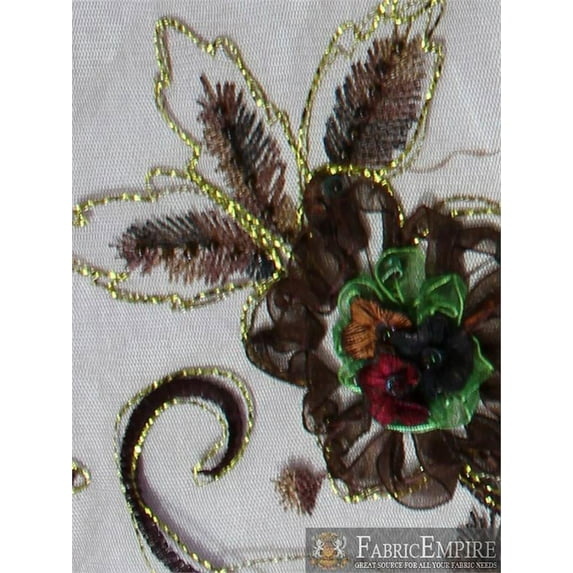 Mesh Organza Bloom Foil Cording BROWN(Sold By The Yard)