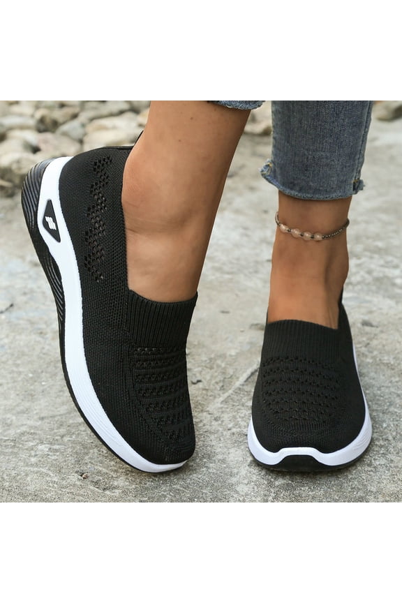 Mesh Orthopedic Shoes for Women Wide Width, Orthopedic Shoes Women Slip-On Mesh Width Arch Support Soft Ladies Sneakers Walking Lightweight Dressy Summer Casual Mesh Sandals, Black 7