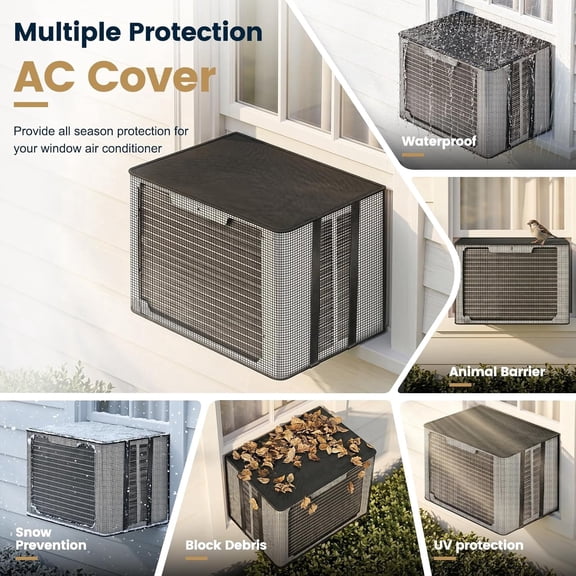 Mesh Outdoor Window AC Cover, 17 x 13 x 12 In, Blocks Bugs Leaves Debris, for Wall Unit Air Conditioners