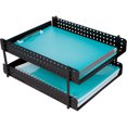 thumbnail image 1 of Mesh Paper Tray Desk Organizer - 2 Tier Stackable Letter Trays, Black Steel Mesh Rack Organizer for Office, Home, School, Mail Room and More, 1 of 9