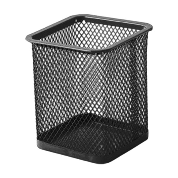 Mesh Pen Holder, Pencil Holder Pencil Basket Pen Cup Locker Organizer Square Makeup Brush Holder for Desk Accessories Black