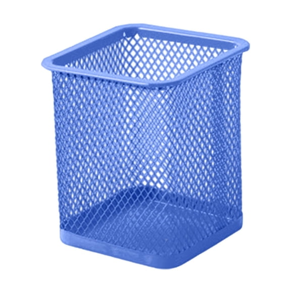 Mesh Pen Holder, Pencil Holder Pencil Basket Pen Cup Locker Organizer Square Makeup Brush Holder for Desk Accessories Blue