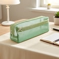 thumbnail image 1 of Mesh Pencil Case, Large Capacity Zipper Pencil Pouch with Multiple Compartments & Hanging Loop, Cute Sch-ool Supplies Organizer for Ki-ds, Stu-dents, Green, 1 of 6