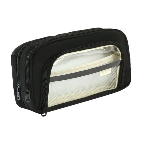 Mesh Pencil Case, Transparent Pencil Pouch, Large Capacity Lightweight Storage Bag for Stationery Cosmetics Toiletries, Durable Practical Portable Design