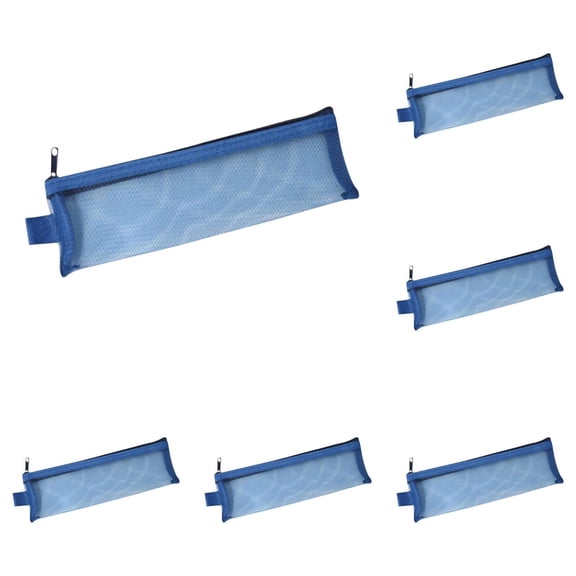 Mesh Pencil Case, Zipper Stationery Pouch, Clear Storage Bag 8.62.7Inch, Large Capacity Pouch For Pen, Eraser, Ruler And All Daily Stationery Tidy Storage Carry,Blue-5 Pcs