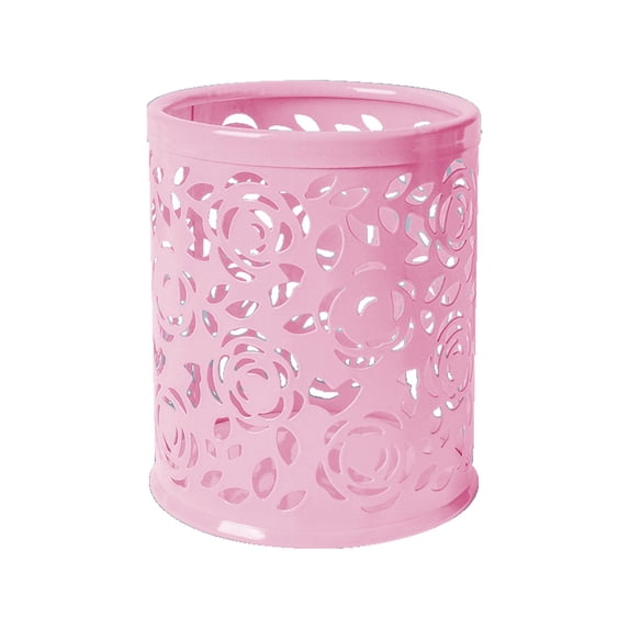 Mesh Pencil Holder Pen Cup for Desk,Round Pen Holder,Desktop Pencil Holder,Metal Pencil Cup Holder,3.94 inch Pencil Holder Workspace Organizers for Office- Desk Accessories (Pink)