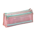thumbnail image 1 of Mesh Pencil Pouch, Dual Zipper Transparent Organizer Bag, Large Capacity Pen Holder for Office Artists Travel, 8.66x4.33x2.36 Inches, 1 of 6