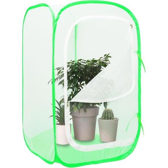 Mesh Plant Tent Enclosure, Pop-Up Cage Plant Cover, Outdoor Garden Protection Guard for Pests, Bird, Pest (16 x 16 x 24 Inches)