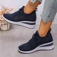 thumbnail image 1 of Mesh Platform Walking Shoes for Women Rhinestone Wedge Mesh Breathable Non Slip Tennis Walking Shoes, 1 of 7