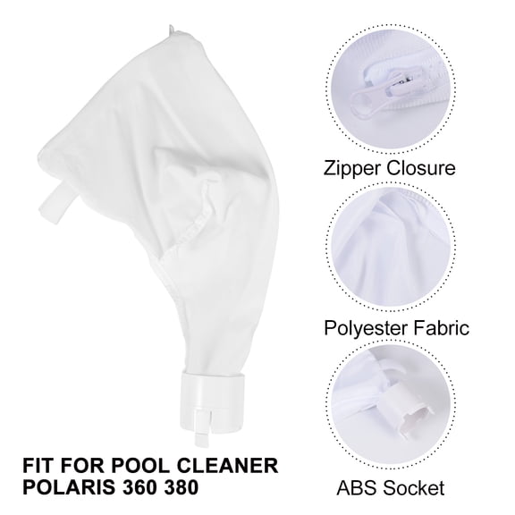 Mesh Pool Vacuum Cleaner Replacement Bag with Zipper, Leaf Collection Bag Compatible for Polaris 360 and 380 Models