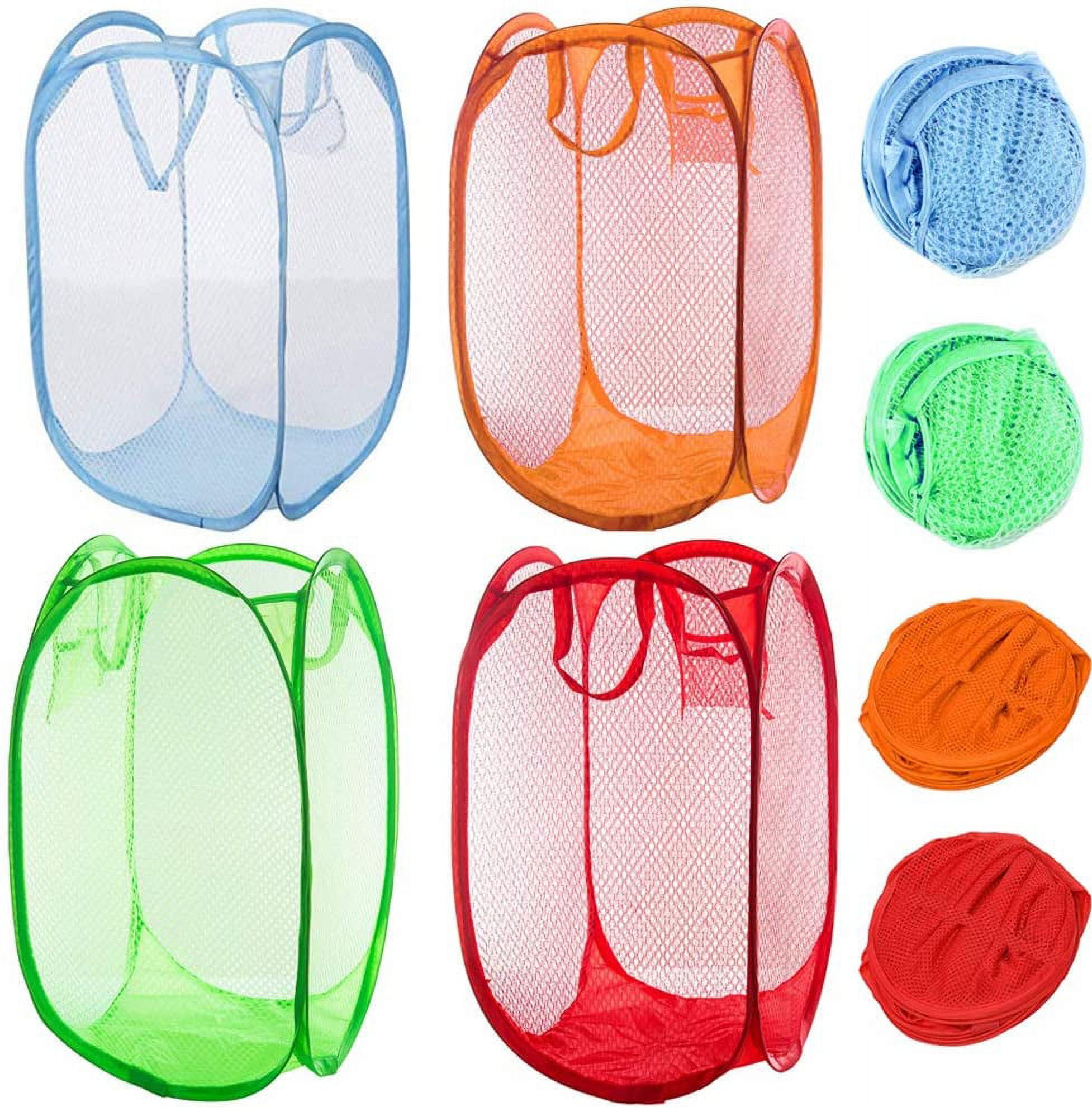 Mesh Pop Up Laundry Hamper Collapsible Laundry Basket with Side Pocket