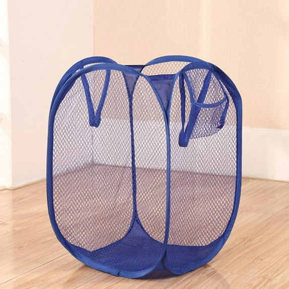Mesh Pop Up Laundry Hamper with Durable Handles - Portable Collapsible Clothes Baskets for Dorm, Bathroom & Travel