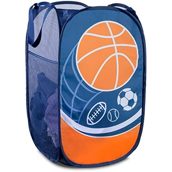 Mesh Popup Laundry Hamper - Portable, Durable Handles, Collapsible for Storage and Easy to Open. Folding Pop-Up Clothes Hampers are Great for The Kids Room, College Dorm or Travel. (Sports