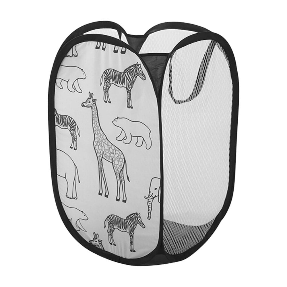AFPANQZ Cute Cat Mesh Laundry Hamper - Foldable Pop-Up Clothes Basket, 85L Capacity, Black, For Bedroom, Dorm & Travel