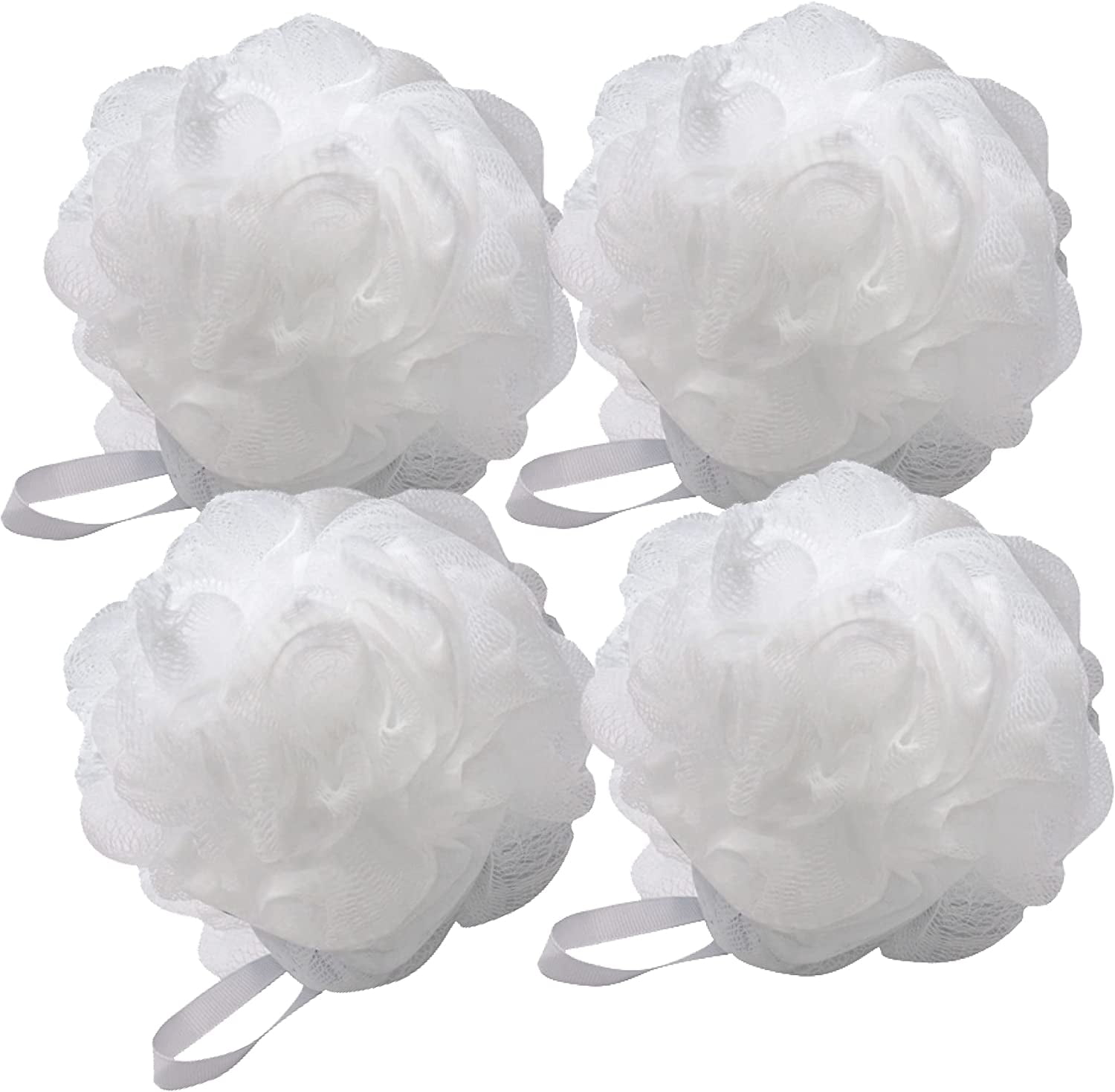 Mesh Pouf Bath Sponge (4 Pack) (White) - Walmart.com