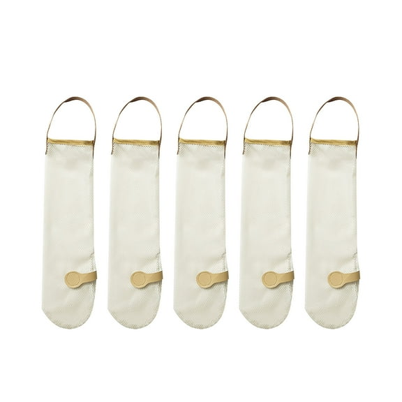 Mesh Produce Bags, 5 Pcs 15.74 Inch Long Hanging Net Bag Reusable Large Seafood Boil Bag Washable Produce Bags for Kitchen Refrigerator Potato Onion Garlic Vegetable Fruit Storage (Beige)