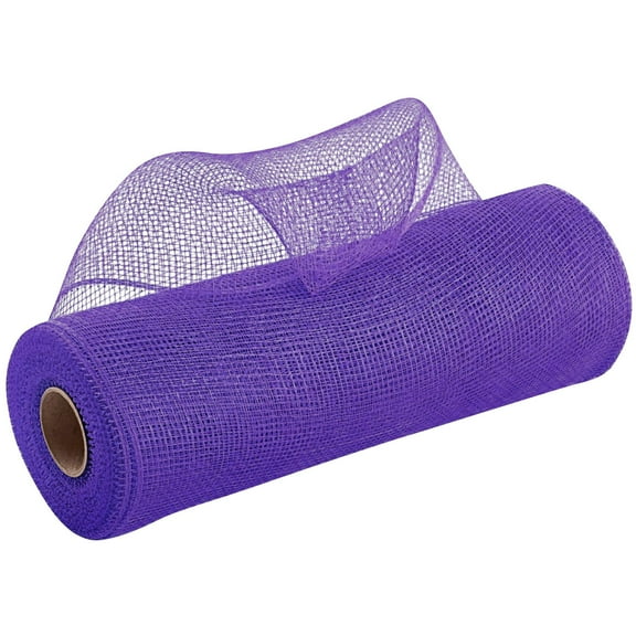Mesh Ribbon Roll, 10.14 Inch Wide 10 Yard Length Deco Poly Net With Foil Accents For Wreaths Swags Bows Floral Wrapping Wedding Celebration Party Decoration Dark Purple