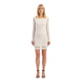 thumbnail image 1 of Mesh Round Neck Stone Embellished Long Sleeve Mini Dress, 1 of 5
