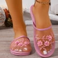 thumbnail image 1 of Mesh Sandals For Women Non-Slip Breathable Comfortable Casual Footwear Summer Slip On Floral Flat Shoes (7.5, Pink), 1 of 5